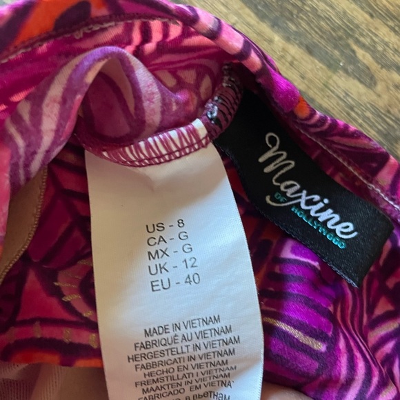 Maxine of Hollywood One Piece Swimsuit Retro Style Shirred Girl Leg Psychedelic - Picture 7 of 15